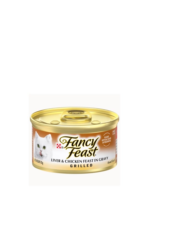 Nestle nestle purina fancy feast grilled cat wet food liver & chicken 85g pack of 6 