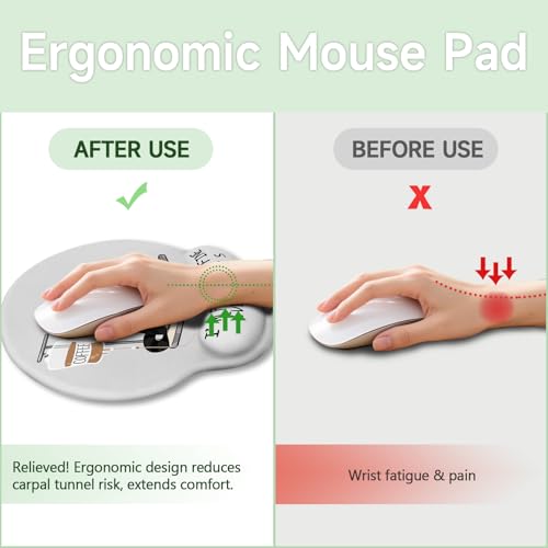 LIMKRIAN Cat Ergonomic Mouse Pad with Wrist Rest Gaming Mouse Pad with Wrist Support Funny Mouse Pads for Desk Computer Mousepad with NonSlip Pain Relief PU Base Cute Office Desk Accessories - Image 3