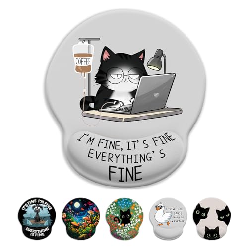 LIMKRIAN Cat Ergonomic Mouse Pad with Wrist Rest Gaming Mouse Pad with Wrist Support Funny Mouse Pads for Desk Computer Mousepad with NonSlip Pain Relief PU Base Cute Office Desk Accessories - Image 1