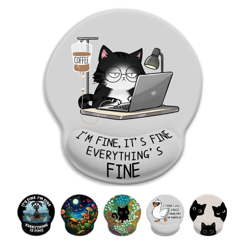 LIMKRIAN Cat Ergonomic Mouse Pad with Wrist Rest Gaming Mouse Pad with Wrist Support Funny Mouse Pads for Desk Computer Mousepad with NonSlip Pain Relief PU Base Cute Office Desk Accessories - Image 2