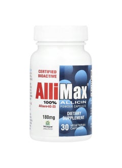 Allimax Allimax, 100% Allicin Powder Capsules, 180 mg, 30 Vegetarian Capsules  - Image 1