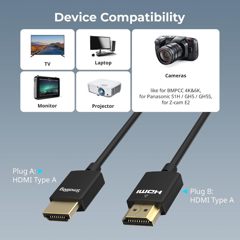 SMALLRIG HDMI 2.0 Cable 100cm / 3.28Ft (A to A) 4794 - Image 3
