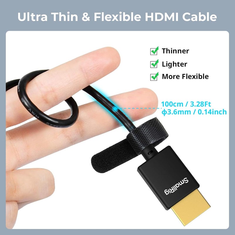 SMALLRIG HDMI 2.0 Cable 100cm / 3.28Ft (A to A) 4794 - Image 2