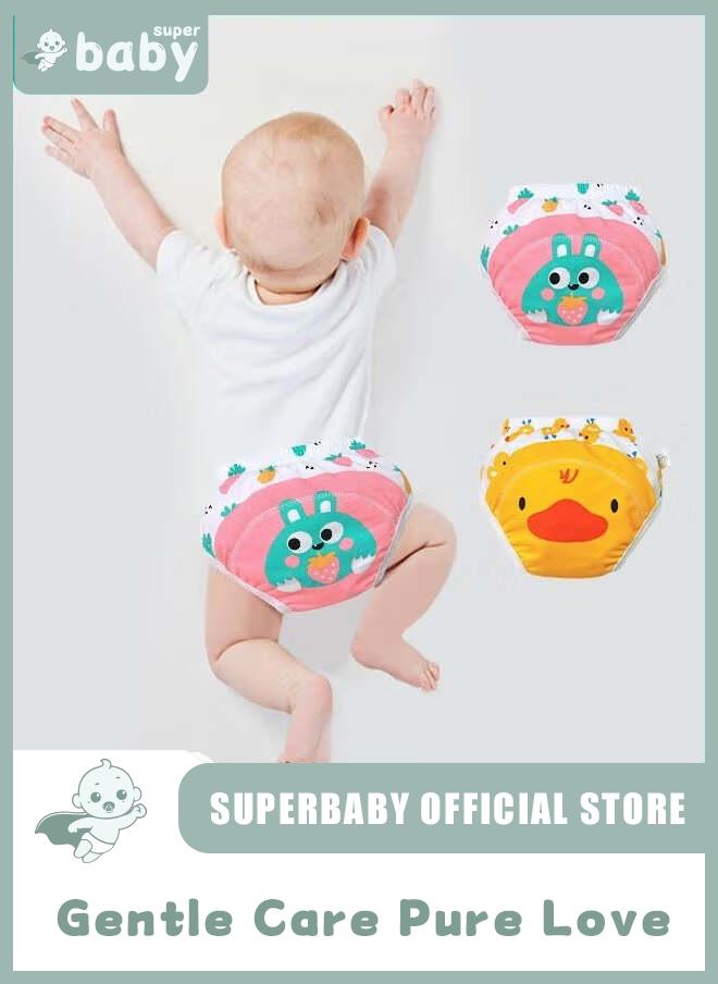 SuperBaby 2 Piece Potty Training Underwear, 6 Layers Breathable Cotton Absorbent Trainer Pants for Toddler Baby Boys Girls Waterproof - Image 1