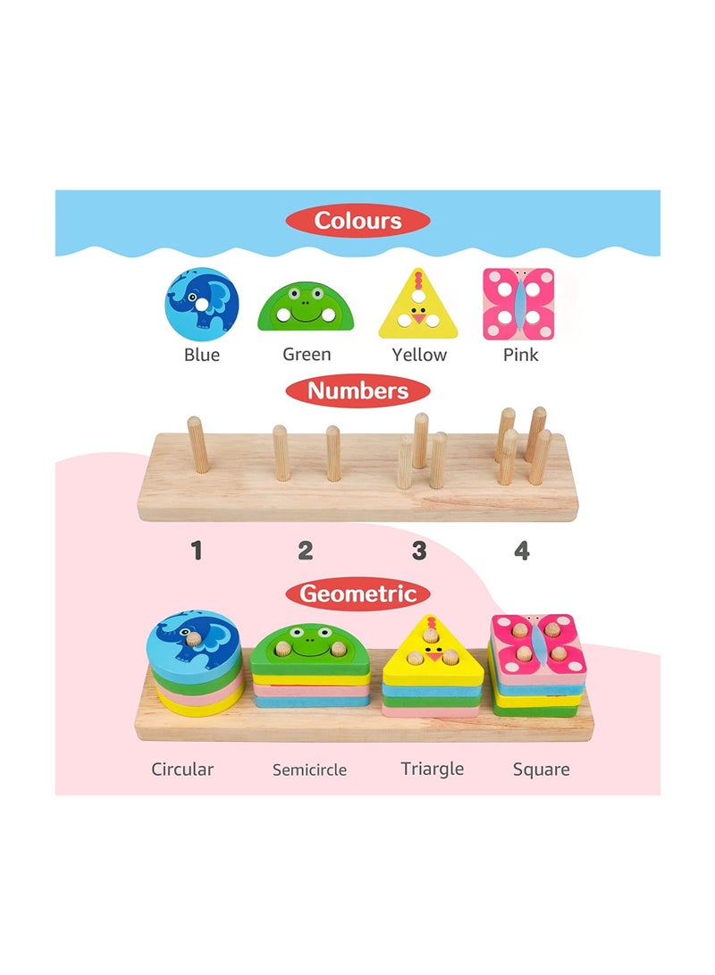 Y&D Montessori Toys for1-3Year Old Boys Girls,Wooden Sorting Stacking for Toddlers,Preschool Educational 1-3 Year Color Recognition Shape Sorter,Learning Puzzles Gifts  - Image 4