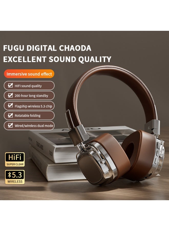 general ins American retro style wireless Bluetooth 5.3 headset subwoofer headset mobile phone computer - Image 3