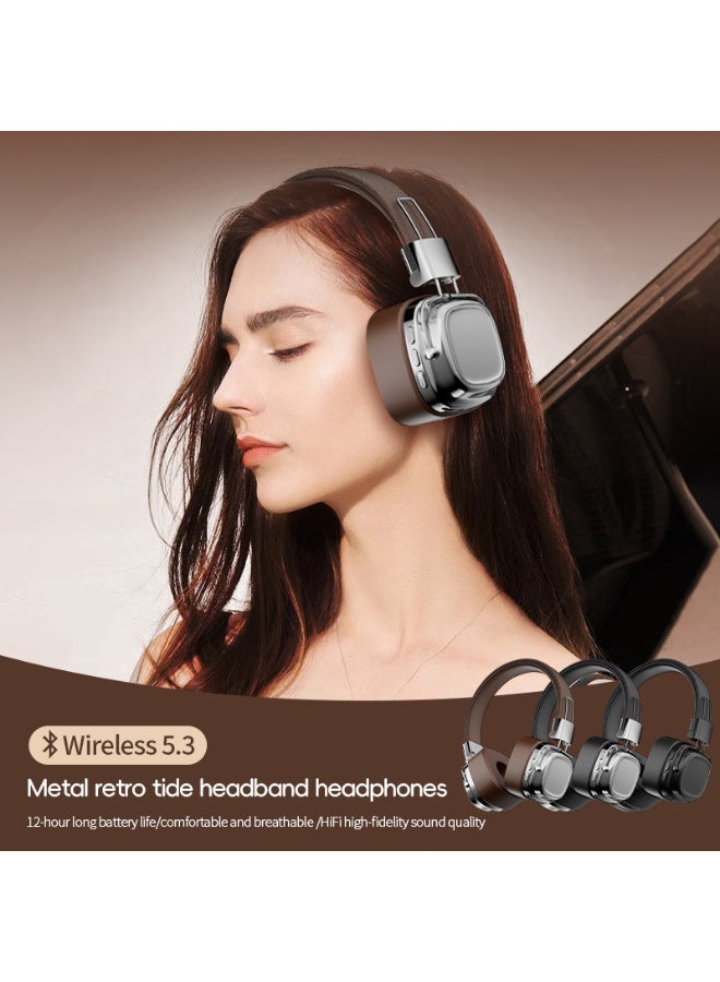 general ins American retro style wireless Bluetooth 5.3 headset subwoofer headset mobile phone computer - Image 4