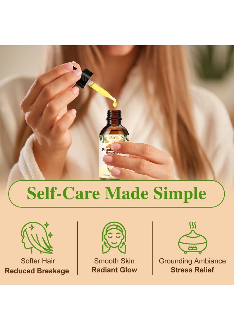 ALIVER 60ml Frankincense Essential Oil Premium 100% Pure & Natural Frankincense Oil for Hair Growth Deeply Nourishing Moisturizing Soothing Relaxing for Skin Hair Care & Aromatherapy - Image 4