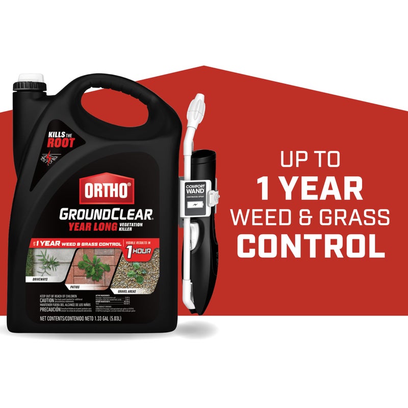 Ortho GroundClear Year Long Vegetation Killer - With Continuous Spray Comfort Wand, Visible Results in 1 Hour, Kills Weeds and Grasses to the Root, Up to 1 Year of Weed and Grass Control, 1.33 gal. - Image 2