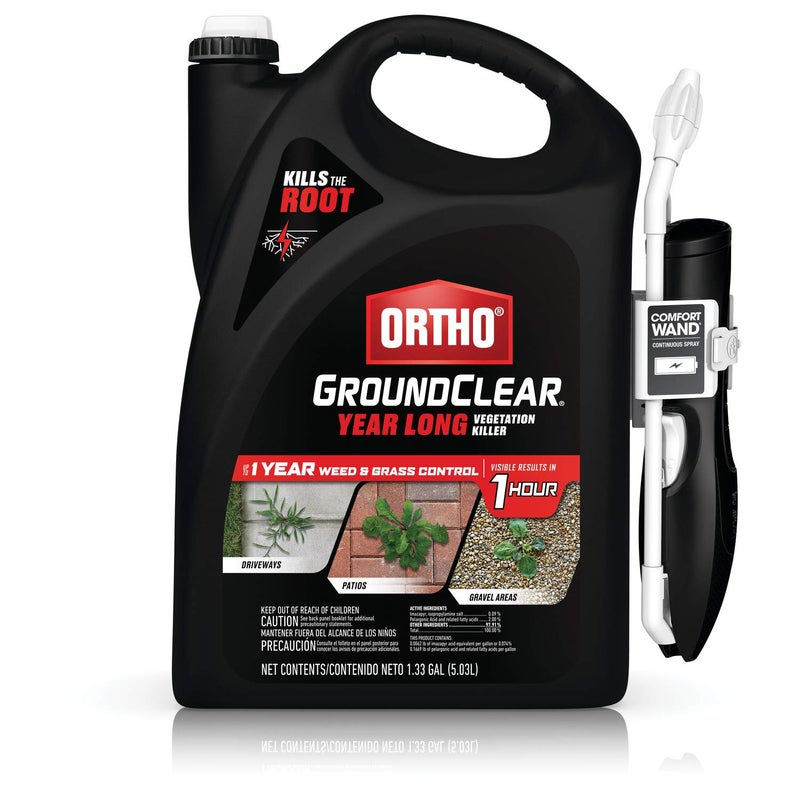 Ortho GroundClear Year Long Vegetation Killer - With Continuous Spray Comfort Wand, Visible Results in 1 Hour, Kills Weeds and Grasses to the Root, Up to 1 Year of Weed and Grass Control, 1.33 gal. - Image 1