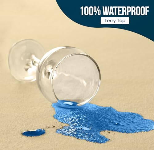 Utopia Bedding Waterproof Mattress Protector Queen Size, Premium 200 GSM Terry Mattress Cover, Soft & Breathable Bed Cover, Fitted Sheet Style with Stretchable Deep Pockets 17" (Beige) - Image 2