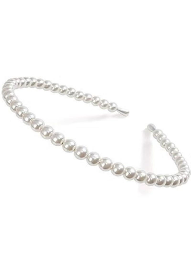 Huitich Elegant Pearl Headband for Girls – White  - Image 1