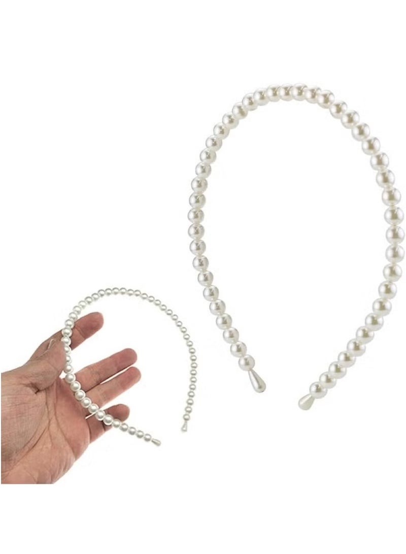 Huitich Elegant Pearl Headband for Girls – White  - Image 3