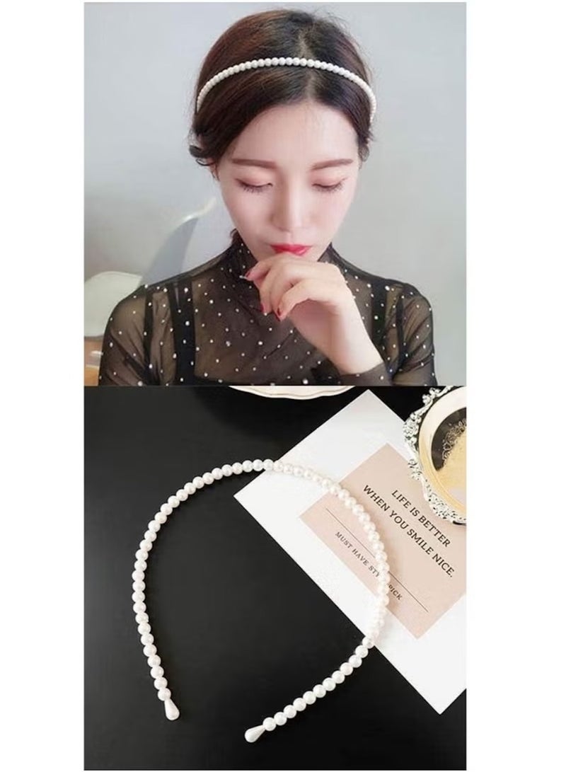 Huitich Elegant Pearl Headband for Girls – White  - Image 4