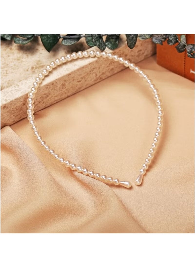 Huitich Elegant Pearl Headband for Girls – White  - Image 2
