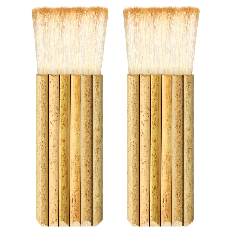 Tenare 2 Pcs Hake Brush for Watercolor Bamboo Blender Ceramics Glaze Paint Brush Artist Craft Drawing for Watercolor, Wash, Ceramic and Pottery Painting(Classic Style) - Image 1