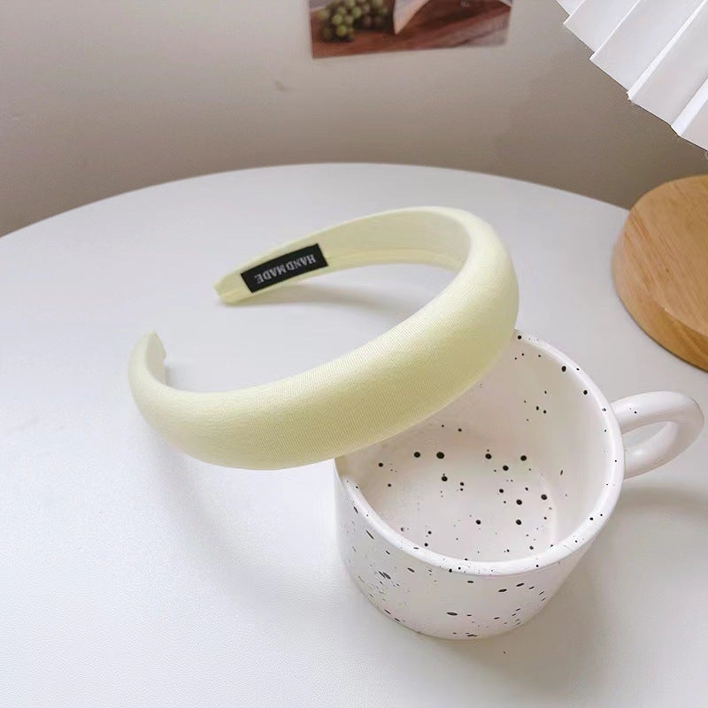 Generic Autumn Winter French-Inspired Hair Headband for Women Light yellow sponge headband 