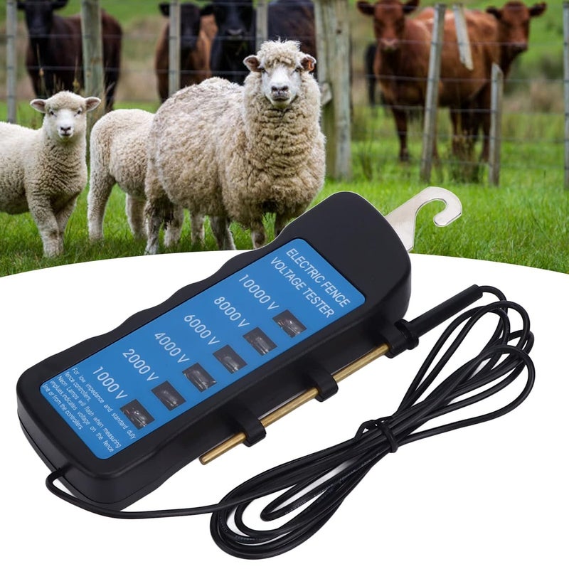 كلاراكو جهاز اختبار السياج، جهاز اختبار جهد السياج الكهربائي، جهاز قياس جهد السياج المحمول المقاوم للماء، أداة اختبار 1000-10000 فولت مع 6 قطع من الضوء لمعدات الثروة الحيوانية في المزرعة - Image 4