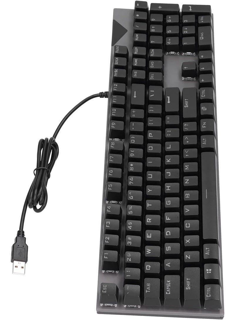 لوحة مفاتيح ميكانيكية للألعاب، لوحة مفاتيح USB مريحة، 104 مفاتيح، توصيل وتشغيل، مريحة غير قابلة للانزلاق، لمكتب الألعاب - أسود - Image 5