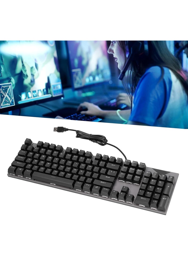 لوحة مفاتيح ميكانيكية للألعاب، لوحة مفاتيح USB مريحة، 104 مفاتيح، توصيل وتشغيل، مريحة غير قابلة للانزلاق، لمكتب الألعاب - أسود - Image 4