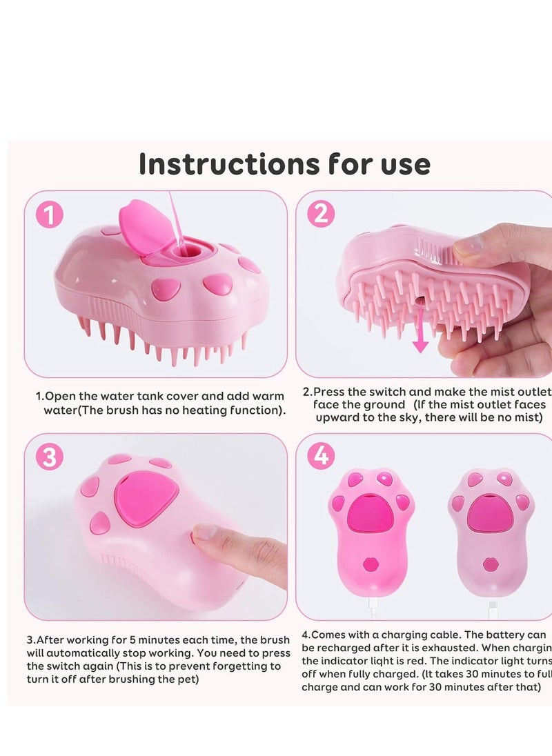 Cat Steam Brush - Self Cleaning Steamy Cat Brush for Massage, Cat Brushes for Indoor Cats, Steamy Cat Brush for Shedding, Steam Pet Brush for Removing Tangled and Loosse Hair Cat Paw Model - Image 3