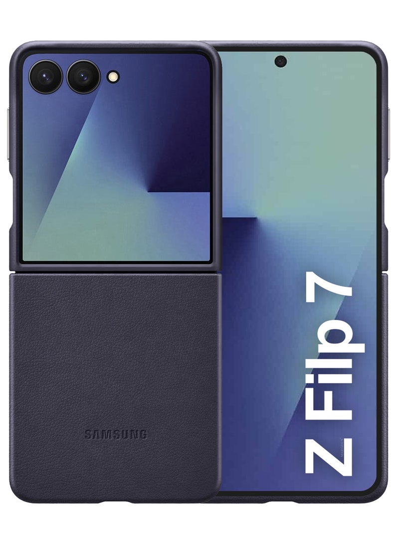 Kindsuit Leather Case Cover for Samsung Galaxy Z Flip 7 – Premium Protective Fold Design - Dark Blue - Image 1