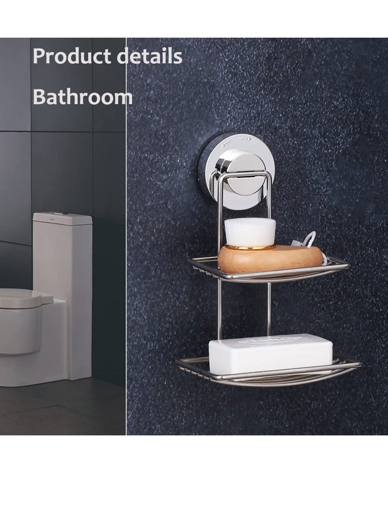 KASTWAVE حامل صابون من مستويين لجدار الدش، حامل صابون بار من الفولاذ المقاوم للصدأ لجدار الدش، حامل صابون للدش بلا حفر ولصق قوي، مناسب لدش الحمام، حوض الاستحمام والمطبخ - Image 4