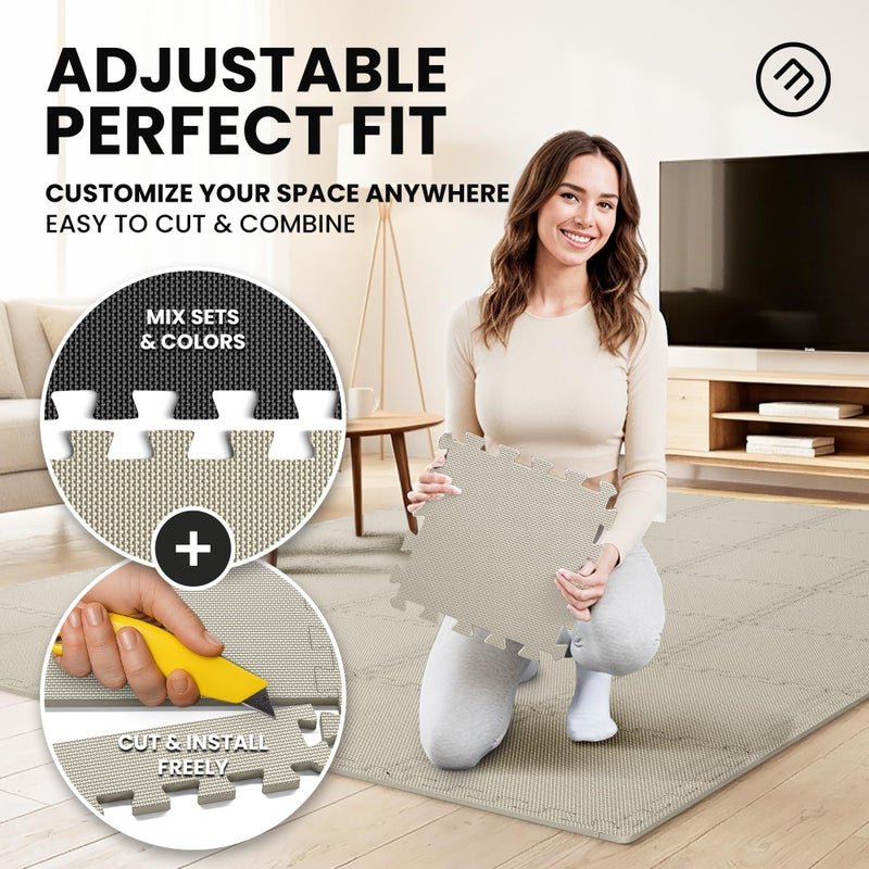bemaxx Gym Mats Set - 18 pcs EVA Interlocking Foam Floor Tiles (12.6"x12.6"x0.4") 18sqft Protective Gym Flooring Sports Home Workout Exercise Mats Puzzle Garage Fitness Play-Room Pool Treadmill Bike - Image 4