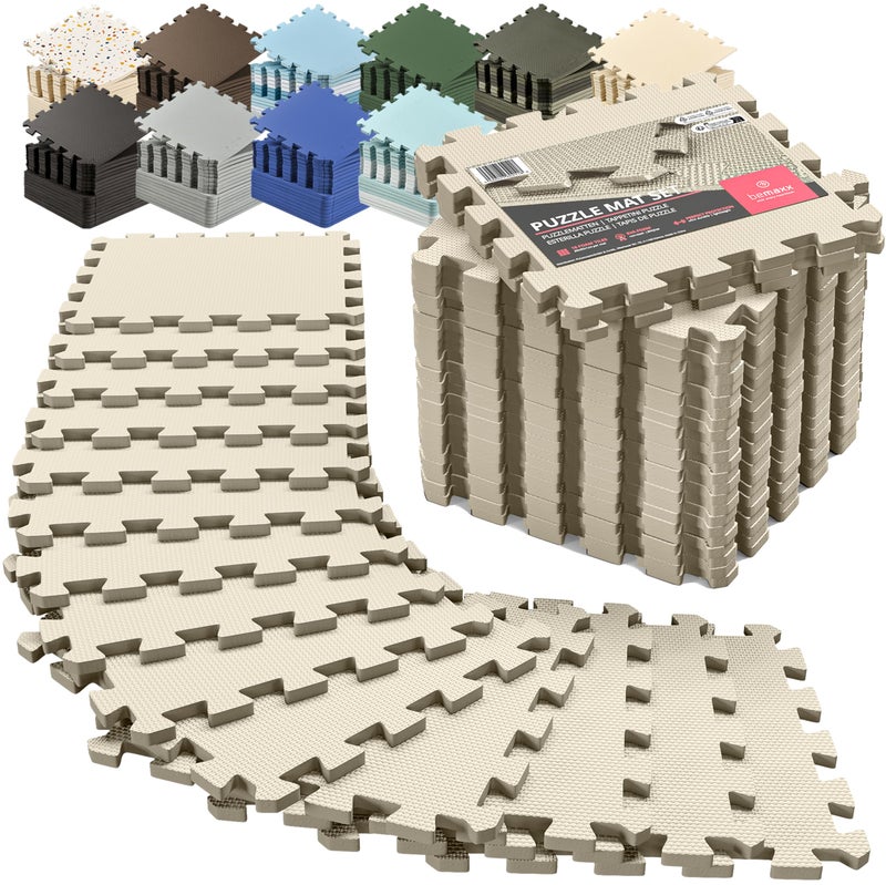 bemaxx Gym Mats Set - 18 pcs EVA Interlocking Foam Floor Tiles (12.6"x12.6"x0.4") 18sqft Protective Gym Flooring Sports Home Workout Exercise Mats Puzzle Garage Fitness Play-Room Pool Treadmill Bike - Image 1