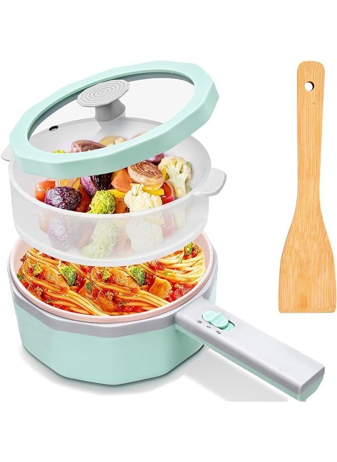 Arabest Electric Hot Pot with Steamer - 1.5L Non-Stick Ramen Cooker & Sauté Pan for Steak, Egg, Fried Rice, Soup - Portable Personal Cooker Perfect for Dorm & Apartment  - Image 1