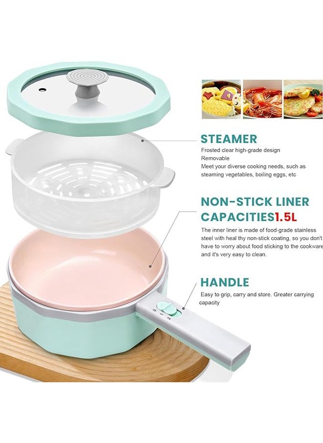 Arabest Electric Hot Pot with Steamer - 1.5L Non-Stick Ramen Cooker & Sauté Pan for Steak, Egg, Fried Rice, Soup - Portable Personal Cooker Perfect for Dorm & Apartment  - Image 3