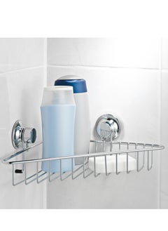 إيفرلوك Everloc Vacuum Suction Wall Mounted Chrome Soap and Shampoo Holder, Bathroom Corner Shelf, Sink Caddy, Rustproof and Waterproof, Easy Install, No Drilling, EVL-10201  - Image 1