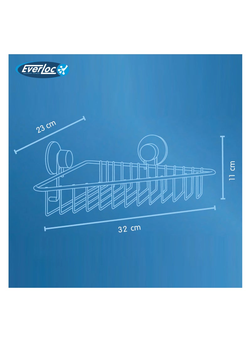 Everloc Single Shelf Corner Rack, No Drilling, No Screws, No Glue, No Adhesive, Vacuum Suction Wall Mounted, Chrome Corner Bathroom Accessories Holder, Shower Rack, Easy Install, EVL-10201 - Image 3
