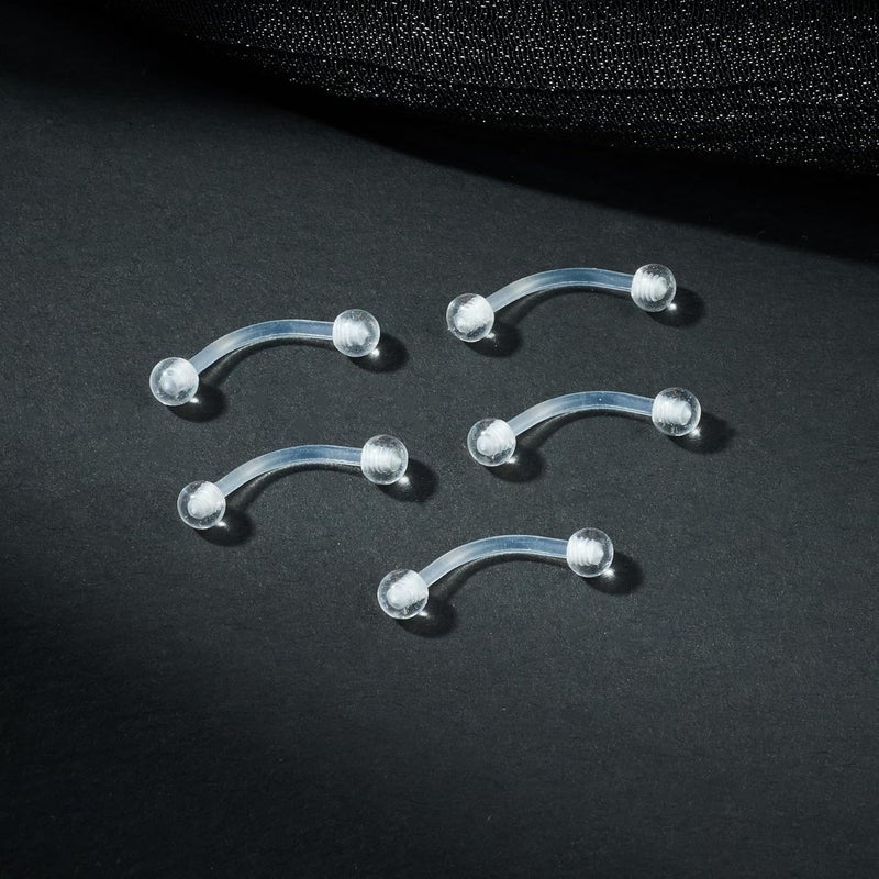 FECTAS 16G 14G Clear Flexible Plastic Daith Rook Earrings Eyebrow Rings Curved Barbells Belly Piercing Retainers 15PCS - Image 3