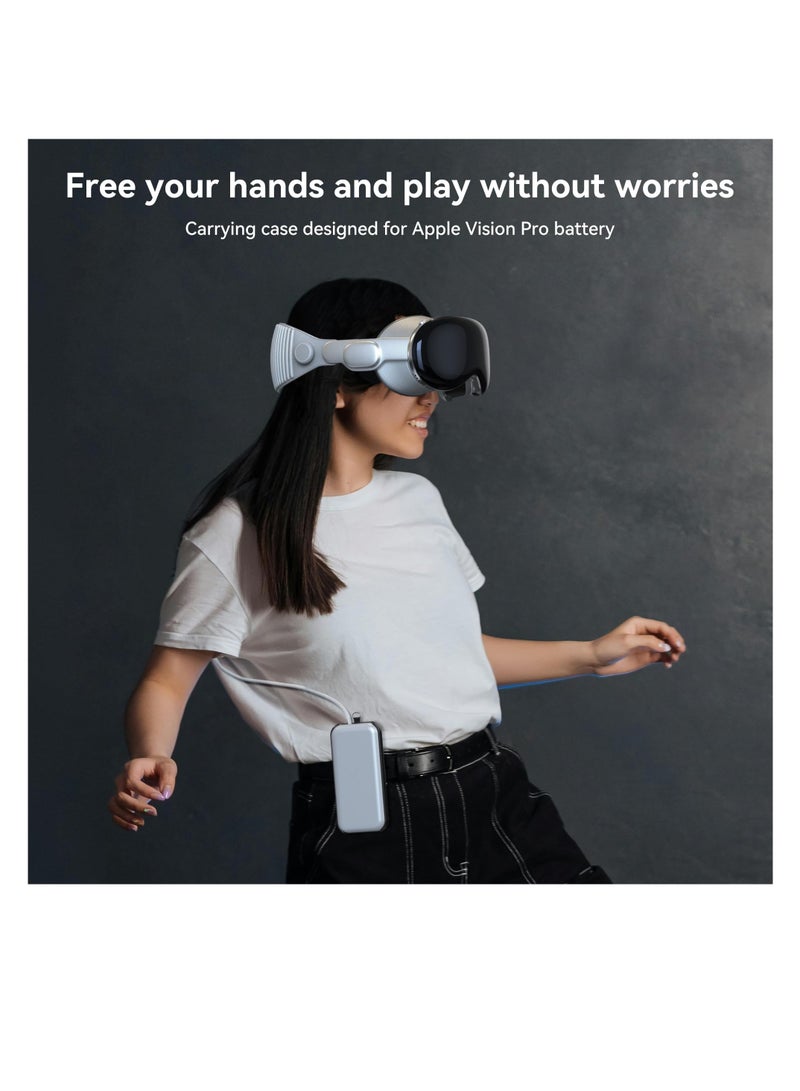 حافظة بطارية محمولة مقاومة للماء لجهاز Apple Vision Pro VR مع مشبك وحزام، حماية شاملة لملحقات الواقع الافتراضي باللون الأسود - Image 4