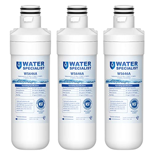 Waterspecialist LT1000PC ADQ747935 Replacement for LG® LT1000P®, LT1000PCS, LFXC24796S, LMXS28626S, LFXS26973S, ADQ74793501, ADQ74793502, 46-9980, 9980 Refrigerator Water Filter, Pack of 3 - Image 1