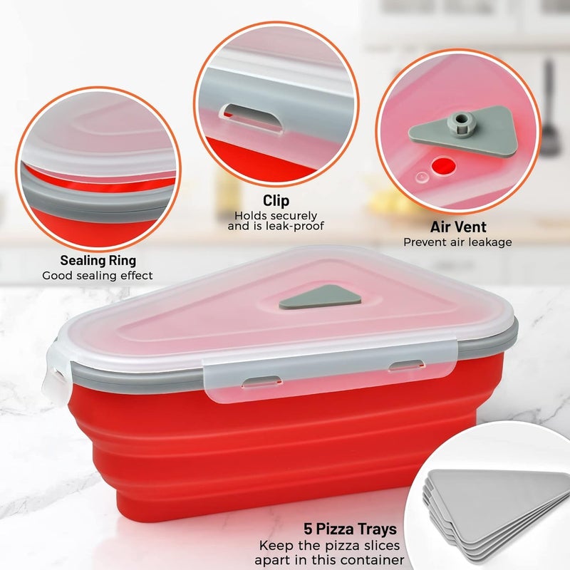 Vroxy Multipurpose Microwavable & Dishwasher Safe Serving Pizza Trays Adjustable Pizza Slice Container Foldable Food Grade Pizza Container (1Pcs) - Image 4