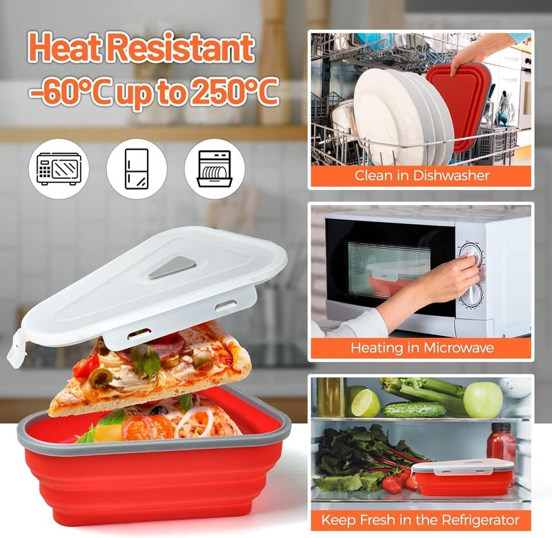 Vroxy Multipurpose Microwavable & Dishwasher Safe Serving Pizza Trays Adjustable Pizza Slice Container Foldable Food Grade Pizza Container (1Pcs) - Image 5