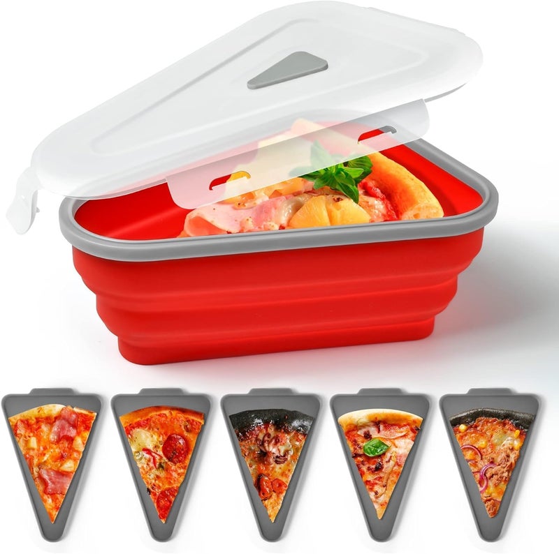 Vroxy Multipurpose Microwavable & Dishwasher Safe Serving Pizza Trays Adjustable Pizza Slice Container Foldable Food Grade Pizza Container (1Pcs) - Image 1