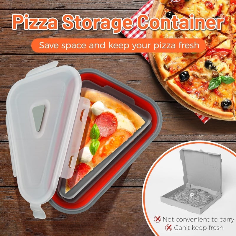 Vroxy Multipurpose Microwavable & Dishwasher Safe Serving Pizza Trays Adjustable Pizza Slice Container Foldable Food Grade Pizza Container (1Pcs) - Image 2