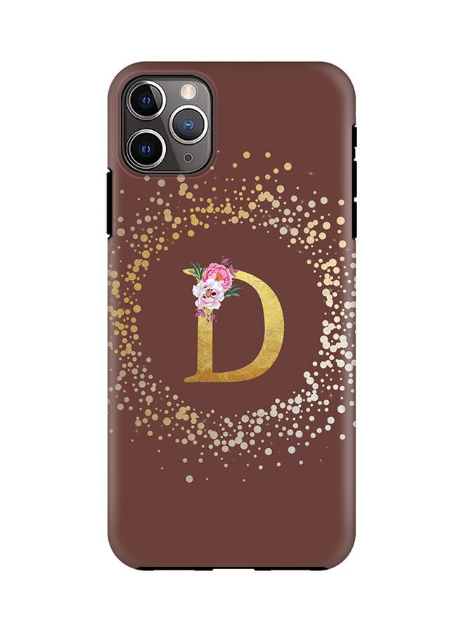 Stylizedd Monogram Tough Series for Apple iPhone 11 Pro Max Custom Initials Floral Pattern Tough Pro Dual Layer hybrid PC inner TPU protection Alphabet- D (Brown) - Image 1