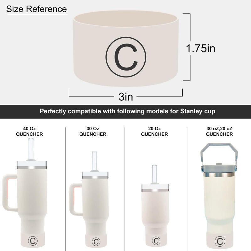 Velaco Velaco Initial Letter Protective Silicone Boot for Stanley Quencher H2.0 40 30 20 oz & IceFlow Flip 30 20 oz, BPA Free Anti-Noise Anti-Scratch, Tumbler Protector Sleeve Cover Boot  - Image 3