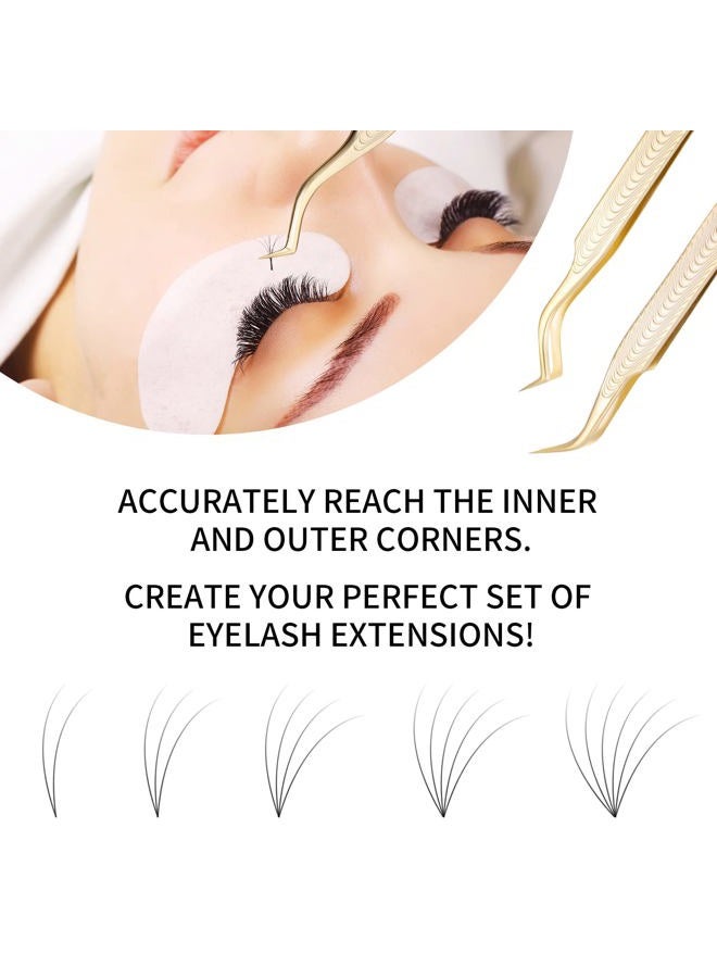 Miuffue 5 PCS Lash Extension Tweezers Set, Stainless Steel Professional Eyelash Extension Tweezers for Volume, Isolation and Classic Lashes - Image 4