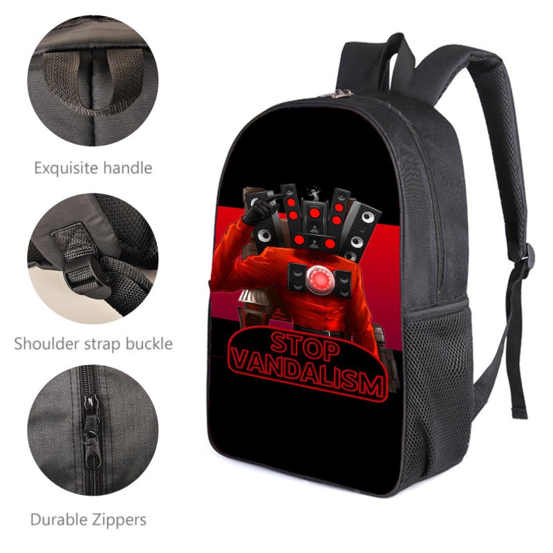 Brawl Stars Student Backpack Three-Piece Set Durable Polyester - Vibrant Cartoon Design Lightweight School Backpack for Students - Image 3