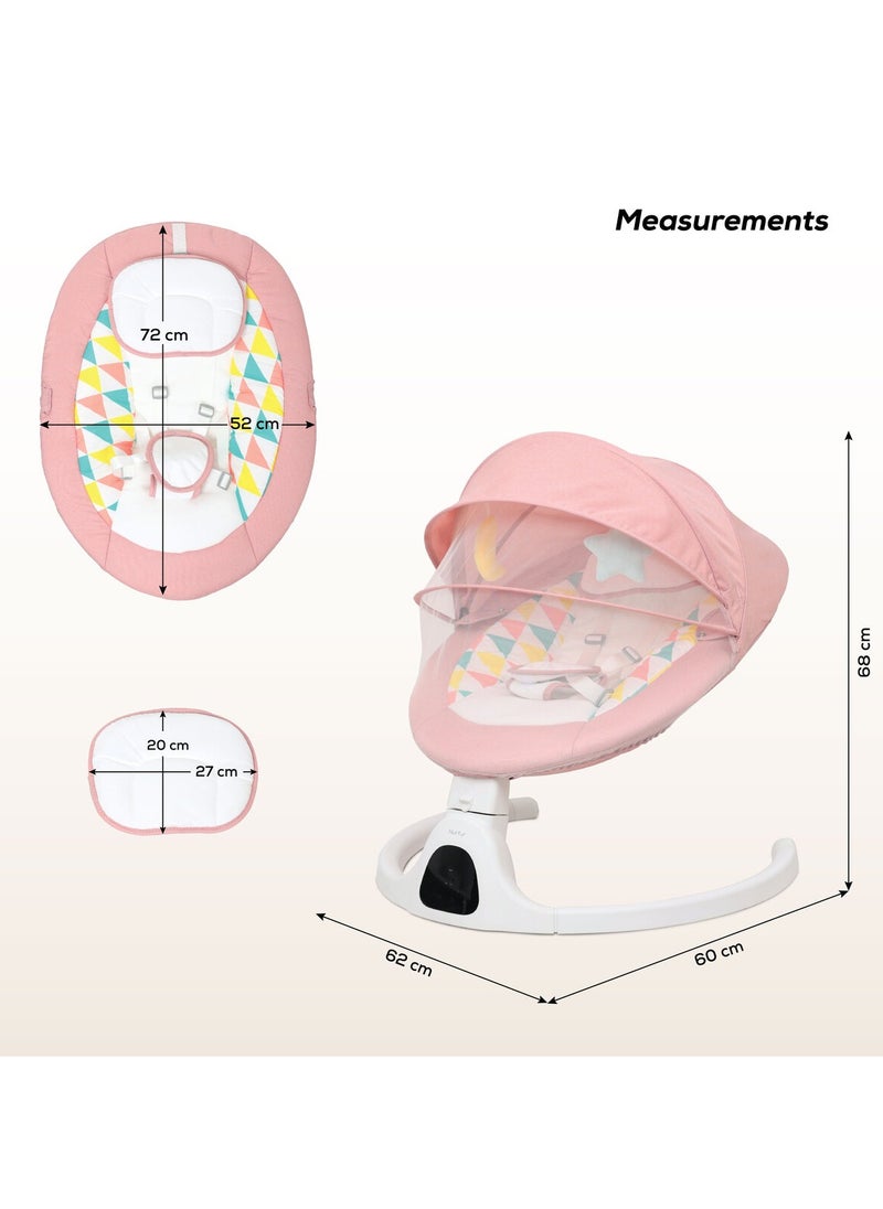 Nurtur Nurtur Automatic Baby  Swing Chair   Swing Motion  Multi-Directional seat position song control  Bluetooth  Pink  - Image 4
