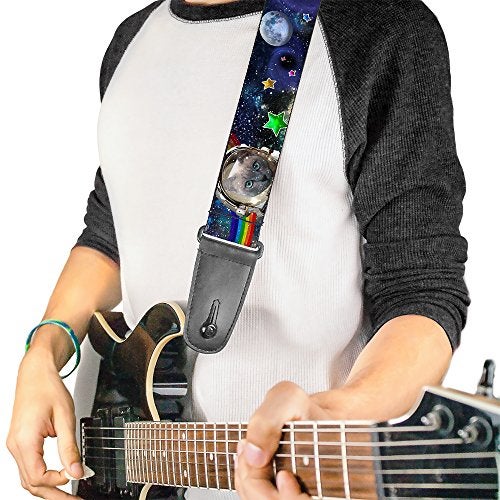 Buckle Down Buckle-Down Guitar Strap Astronaut Cats In Space Rainbows Stars 2 Inches Wide - Image 2