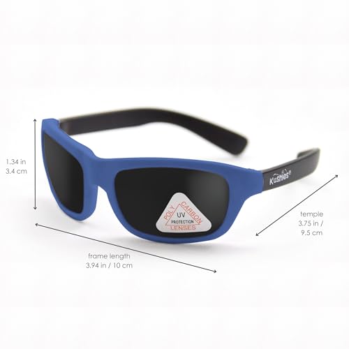 Kushies Kid Size Dupont Rubber Sunglasses with Polycarbonate Lenses (Newborn, Blue) - Image 2