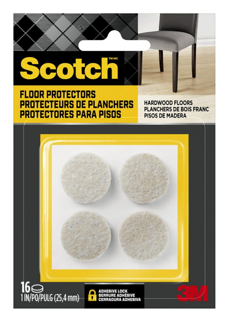 Scotch Felt Pads Felt Furniture Pads for Protecting Hardwood Floors Round 1 in Diameter Beige 16 Pads
