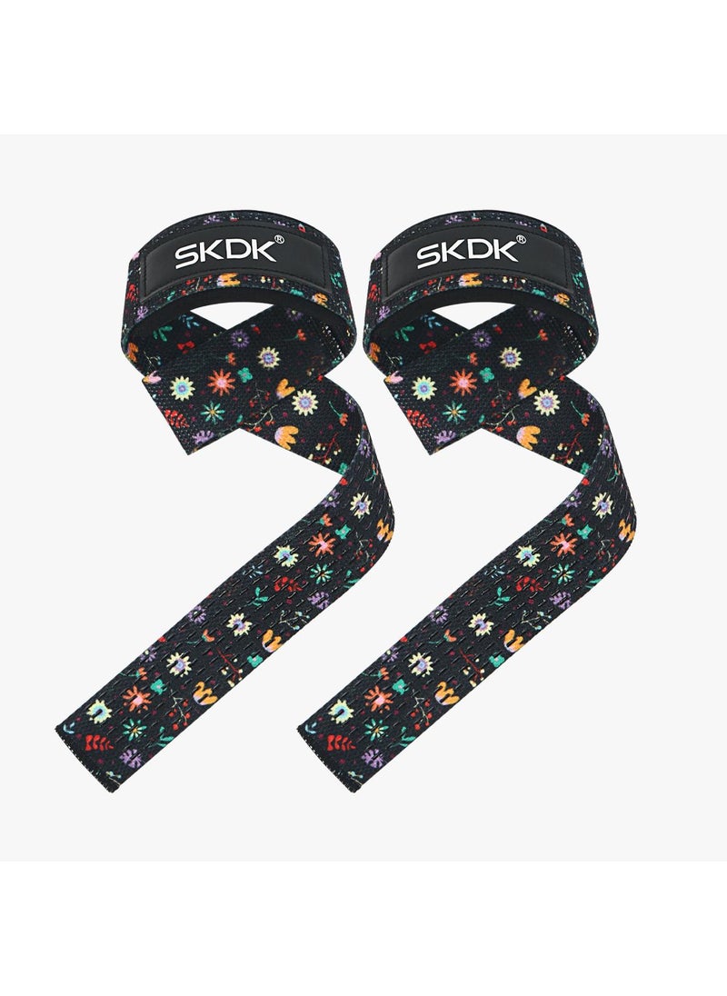 SKDK 1 Pair Lifting Straps Deadlift Gym Wrist Straps Weightlifting With Neoprene Cushioned Wrist Padded And Anti-Skid Silicone For Weightlifting Bodybuilding Xfit Strength Training  - Image 1