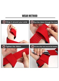 SKDK 1 Pair Lifting Straps Deadlift Gym Wrist Straps Weightlifting With Neoprene Cushioned Wrist Padded And Anti-Skid Silicone For Weightlifting Bodybuilding Xfit Strength Training  - Image 3